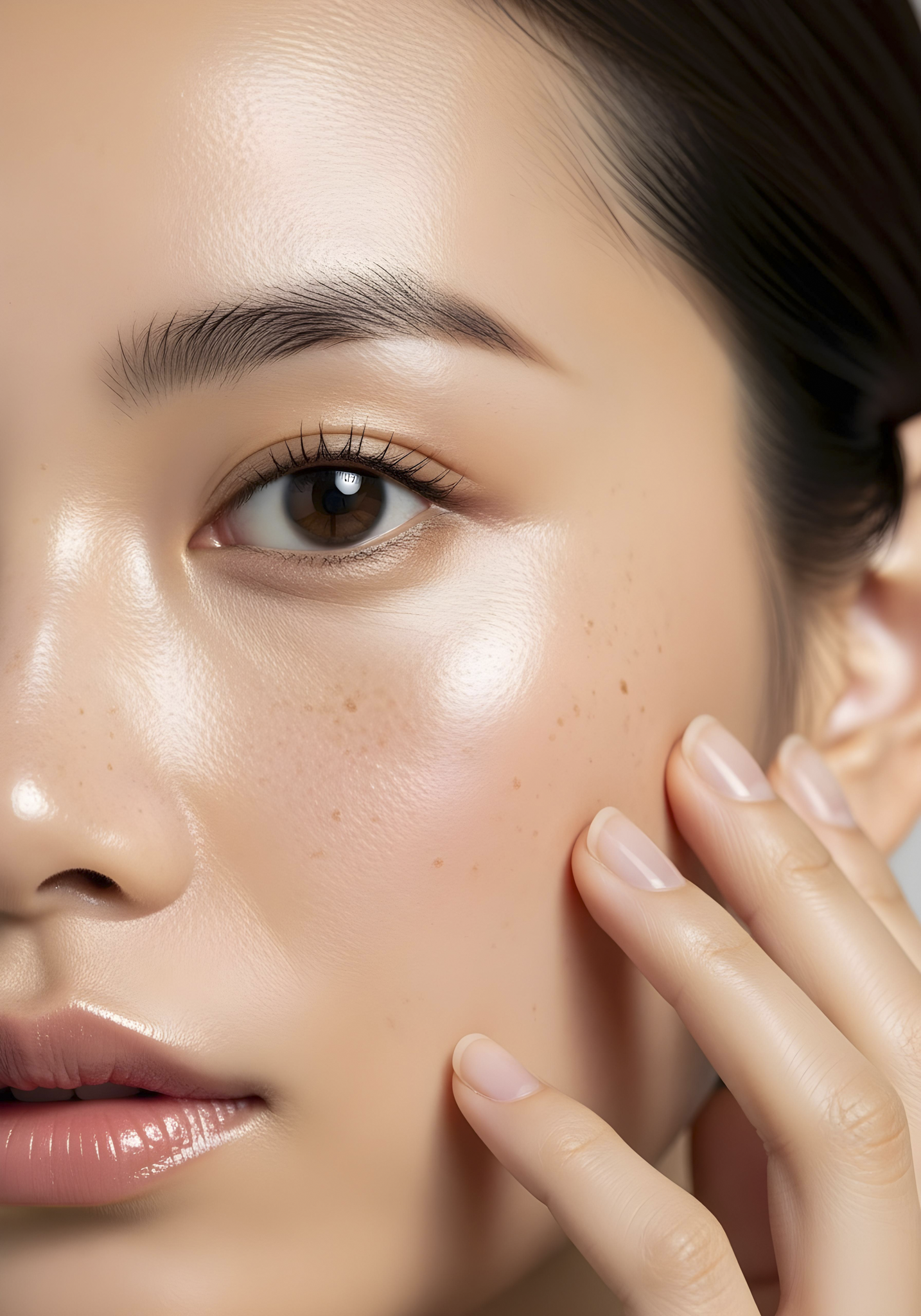 Close up of healthy, glowing skin